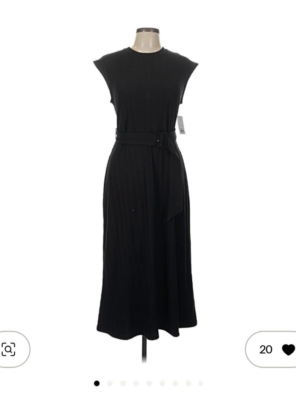 NINE WEST Black Belted Sleeveless Midi Dress NWT